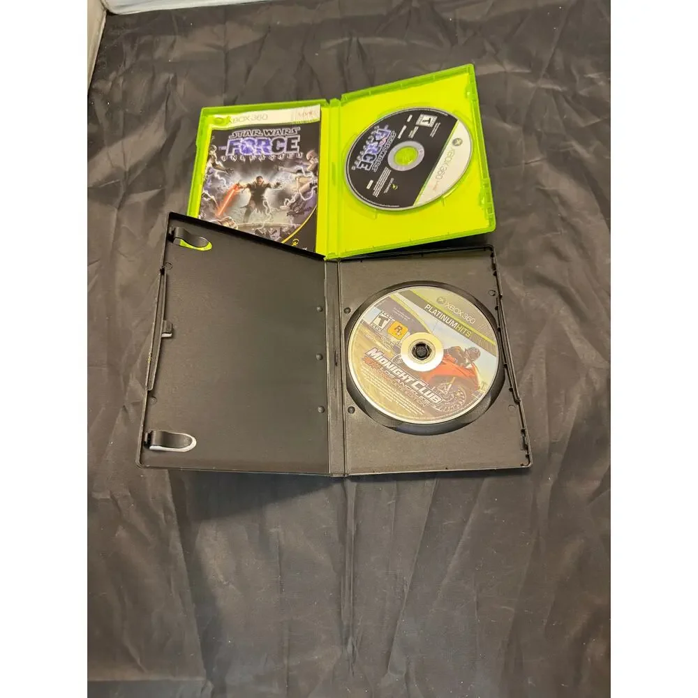 Xbox 360 Game Lot: Star Wars The Force Unleashed + Midnight Club LA Complete Vtg